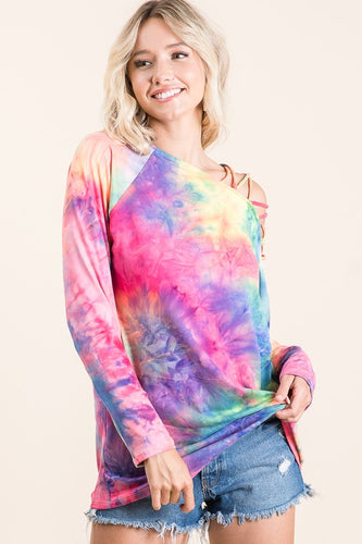103 tie die with criss cross shoulder