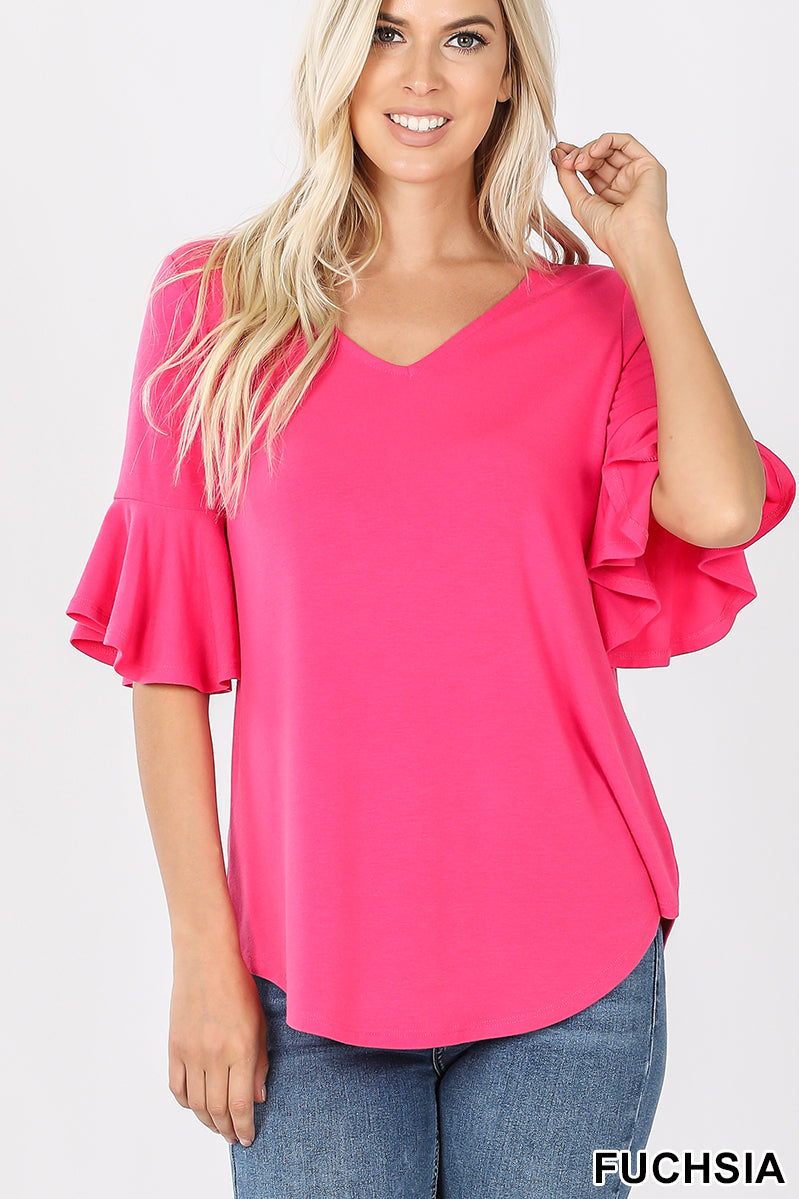 245 Fuschia  WATERFALL SLEEVE TOP StyleNo: #RT-3138AB