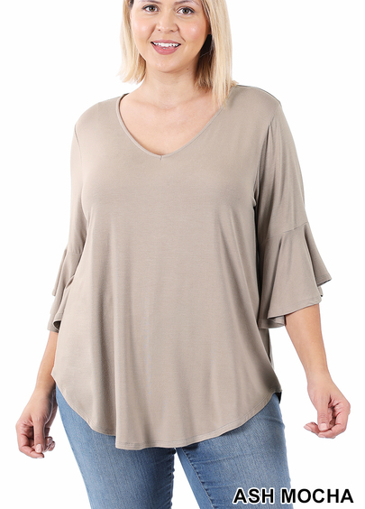 244 ASH MOCHA LUXE RAYON WATERFALL SLEEVE TOP StyleNo: #AT-8038XBA