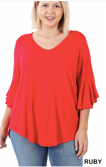 244 RUBBY LUXE RAYON WATERFALL SLEEVE TOP StyleNo: #AT-8038XBA