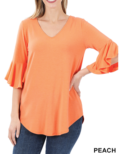 245 PEACH WATERFALL SLEEVE TOP StyleNo: #RT-3138AB