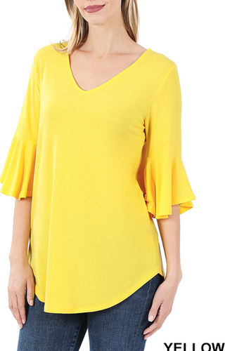 245 YELLOW WATERFALL SLEEVE TOP StyleNo: #RT-3138AB