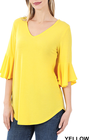 245 YELLOW WATERFALL SLEEVE TOP StyleNo: #RT-3138AB
