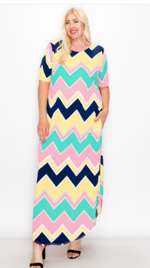 226. PLUS SIZE MULTI PRINT MAXI DRESS WIT