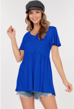 239. P1559_44 | V Neck Baby Doll Tunic Top With royal