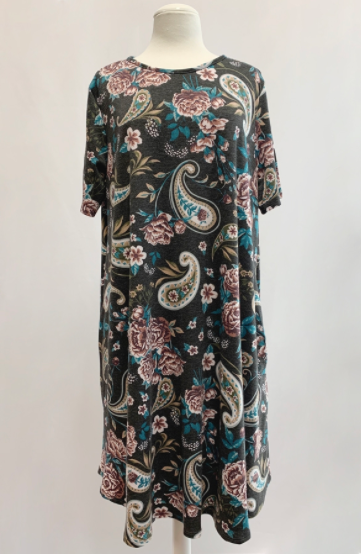 098  ND1261-B | PLUS SIZE SHORT SLEEVES PAISLEY PRIN