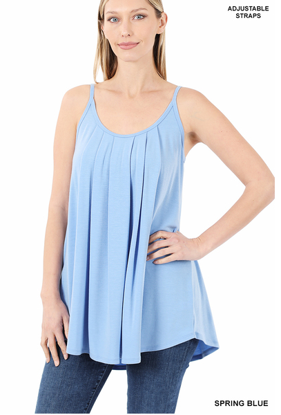 102 PLEATED CAMI ADJUSTABLE STRAPS StyleNo: #RT-1867XP SPRING BLUE
