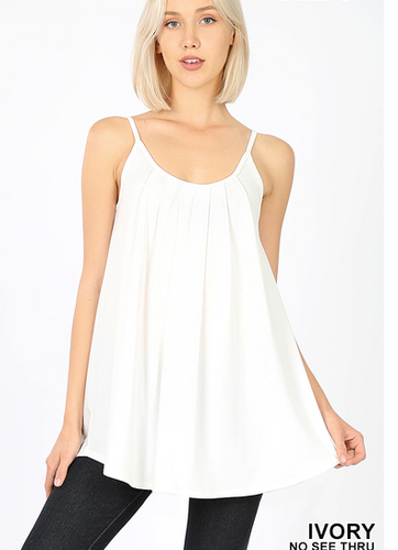 096 PLEATED CAMI ADJUSTABLE STRAPS StyleNo: #RT-1867XP IVORY