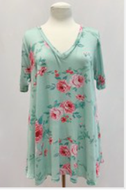 221 HT1010VE-MF Mint top floral