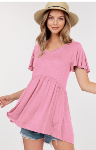 229 P1559_44 | V Neck Baby Doll Tunic Top With Shir sold by SHOP BASIC USA and fulfilled by SHOP BASIC USA