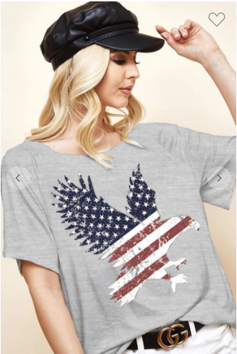223 RAYON SPAN TOP WITH AMERCIAN FLAG EAGLE GRAPHIC BT1057-40