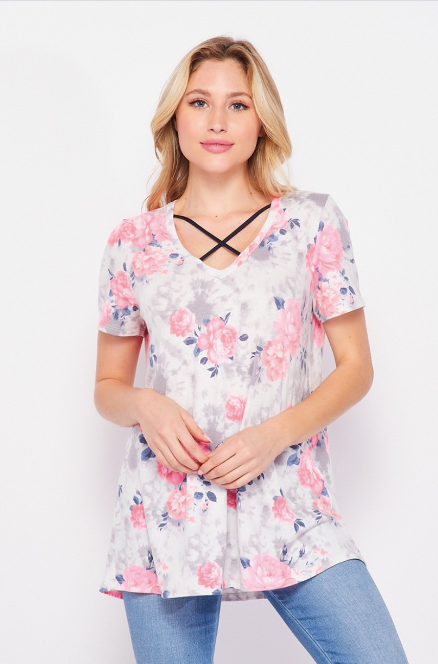 314 T10245-8130 gray/pink short sleeve