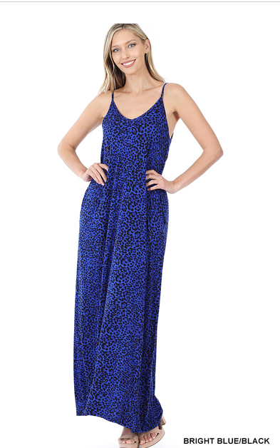 123 LEOPARD CAMI MAXI DRESS WITH POCKETS StyleNo: #RD-43101_COLORALIEN BRIGHT