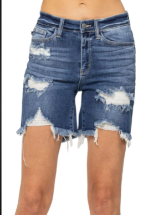 HIGH WAIST DESTROYED BERMUDA SHORTS JUDY BLUES 15214