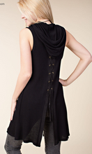 Load image into Gallery viewer, 117 HOODY VEST WITH LACE UP DETAIL IN BACK 17058H