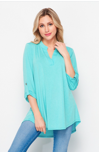 220 BULGARI SOLID BLOUSE GABBY TOP GABBY-B LT MINT