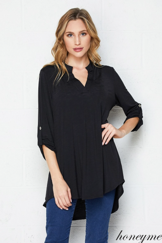 313  BULGARI SOLID BLOUSE GABBY TOP GABBY-B BLACK