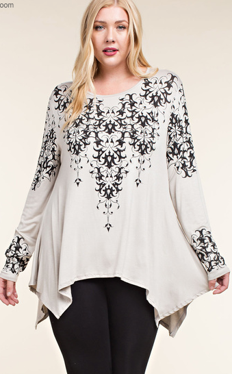 302 LONG SLEEVE TOP WITH PRINT AND STONES 15503L