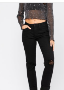 523 Judy Blues BLACK Mid-Rise DESTROYED SLIM FIT   RISE: 10
