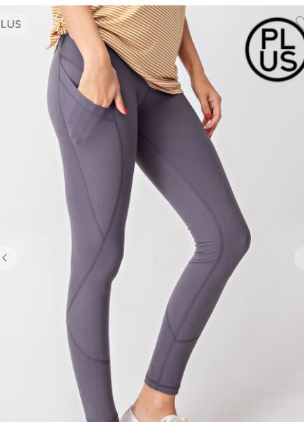 104 TITANIUM Full Length Wide Waistband Yoga Leggings.  P6088PL