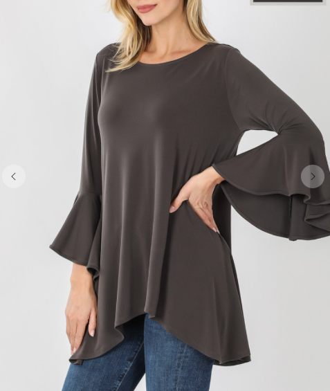 131 PLUS ITY BELL SLEEVE TOP IT-2368XBA ASH GRAY
