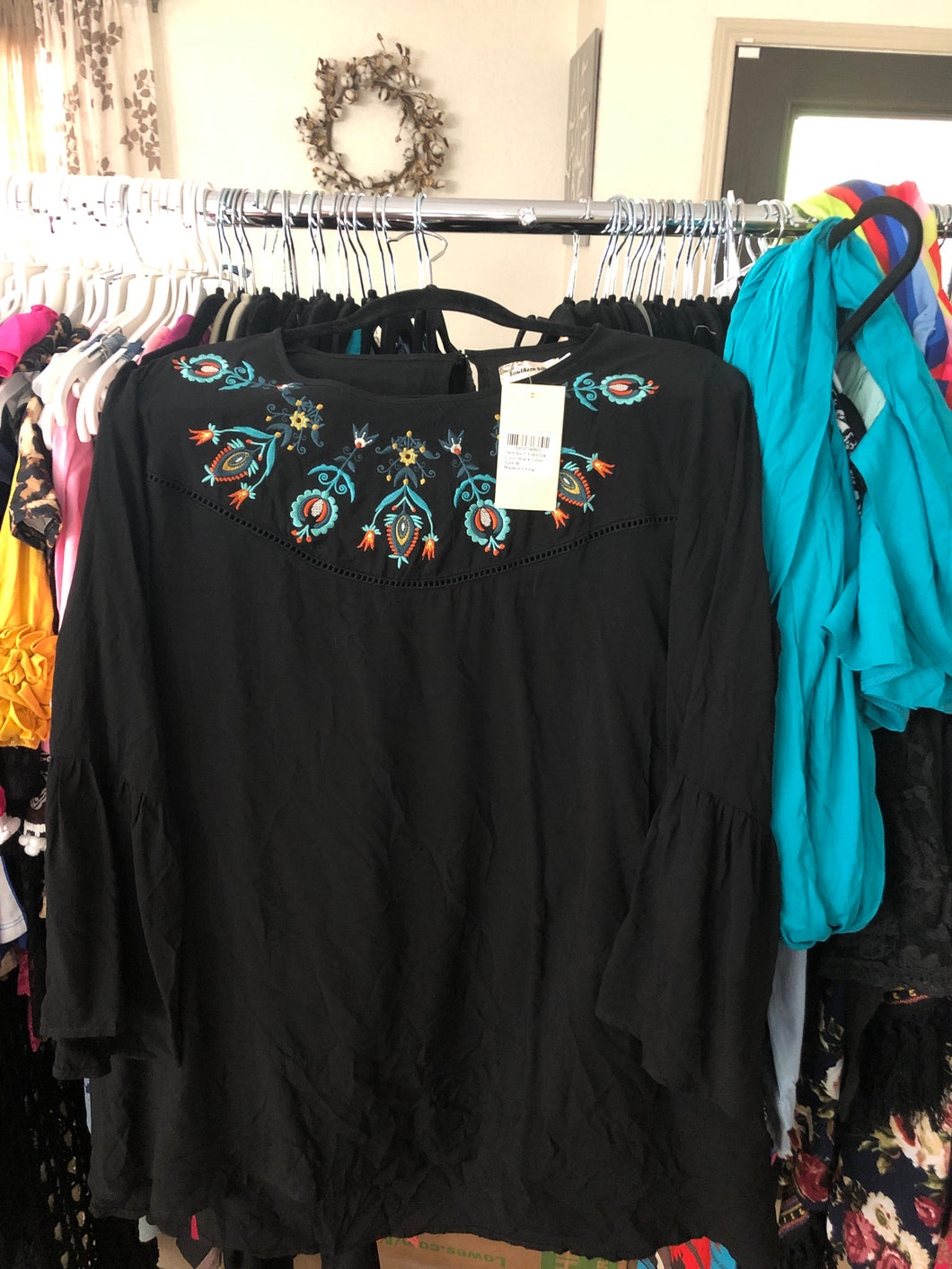 Black embroidered top