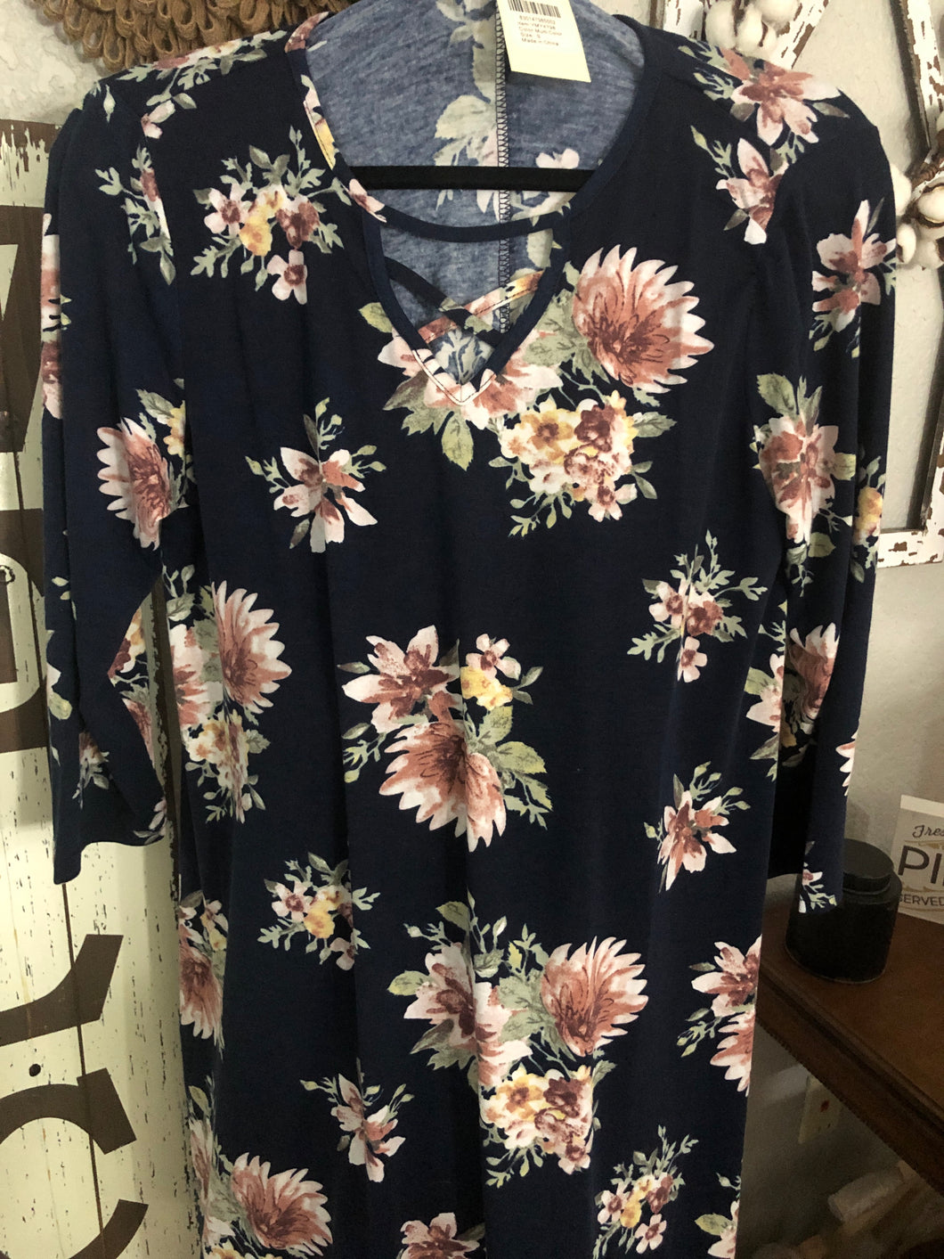 Navy back background dress