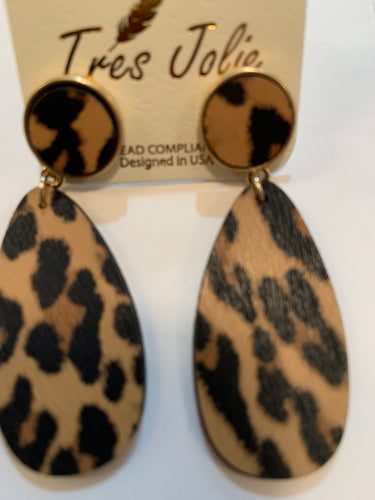 Leather cheetah earrings