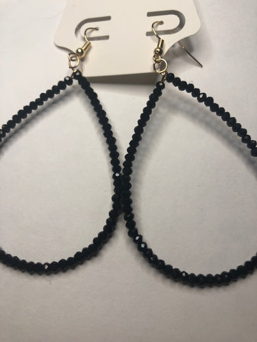 Black bead teardrop earrings
