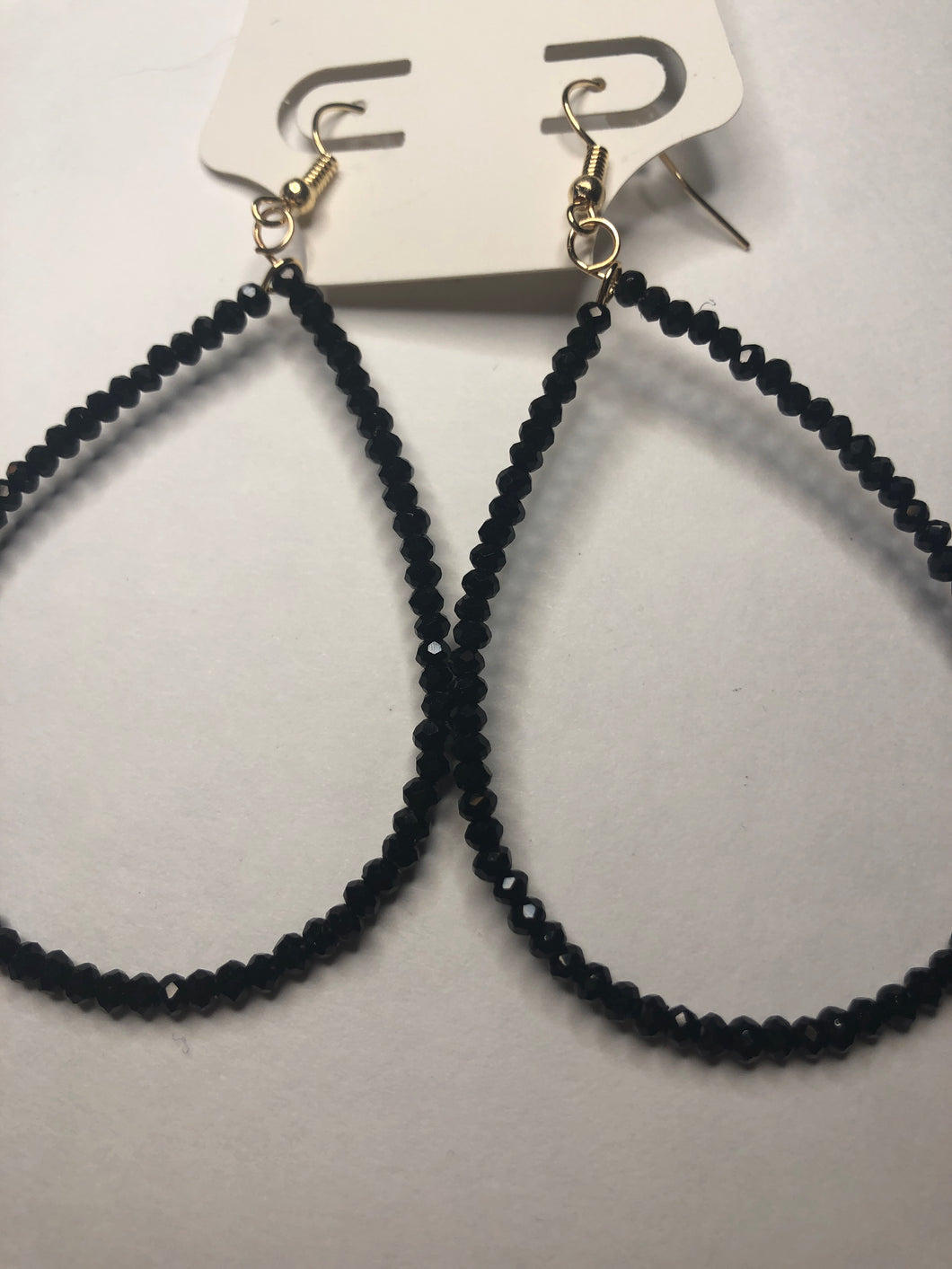 Black bead teardrop earrings