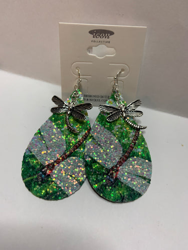 Dragonfly glitter earrings