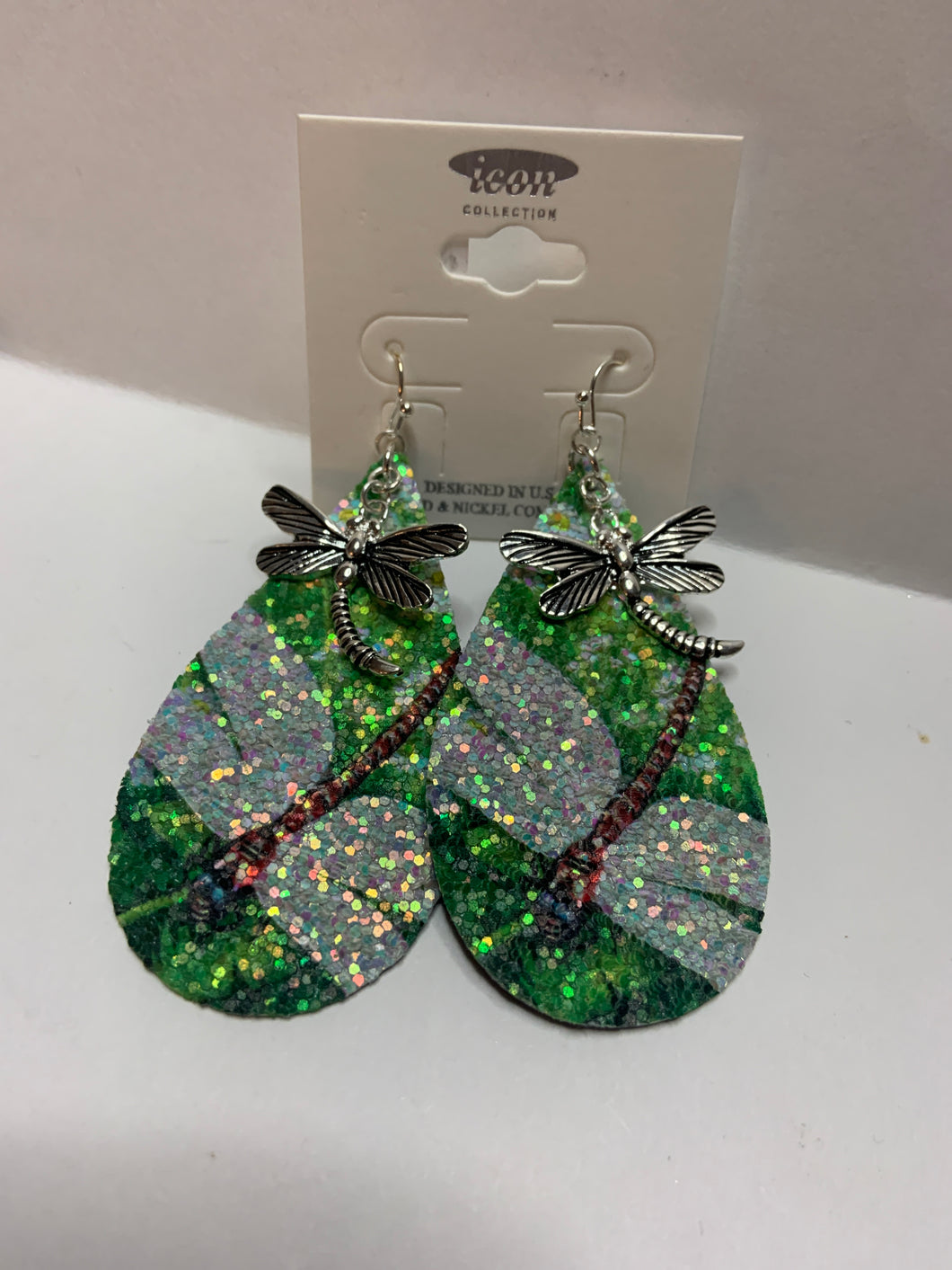 Dragonfly glitter earrings