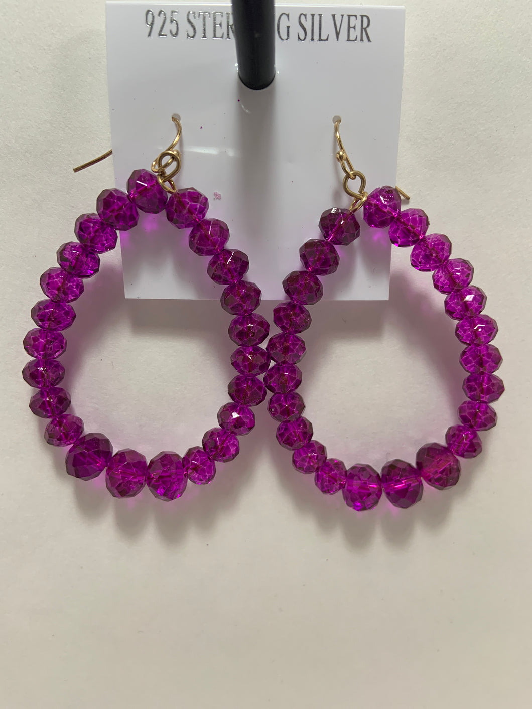 Purple iridescent beaded earrings