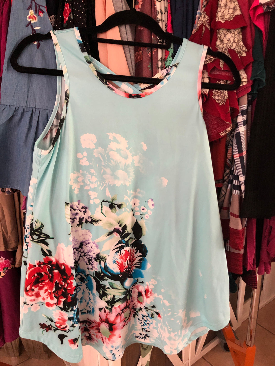 Blue floral tank