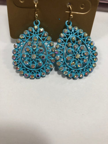 Sm blue teardrop earrings