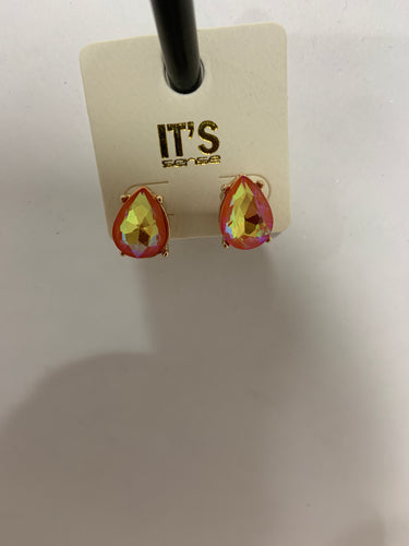 Iridescent light orange earrings