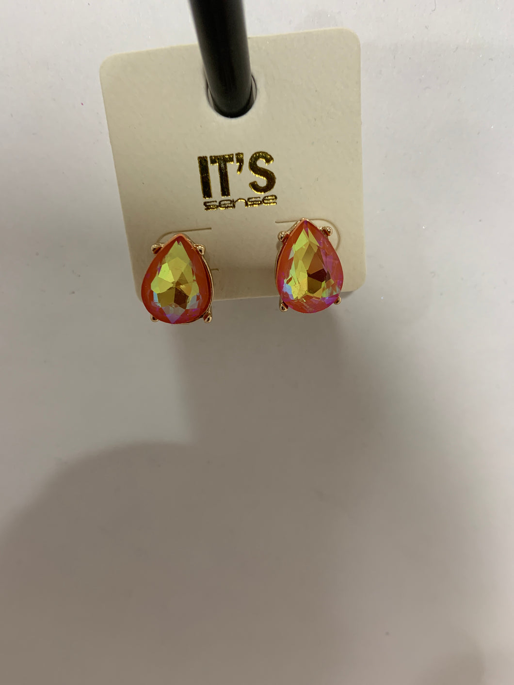Iridescent light orange earrings