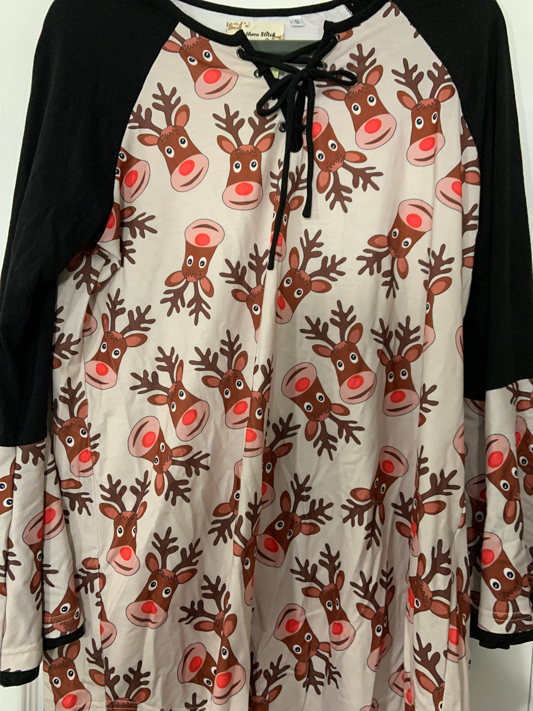 Red nose reindeer bell sleeve top
