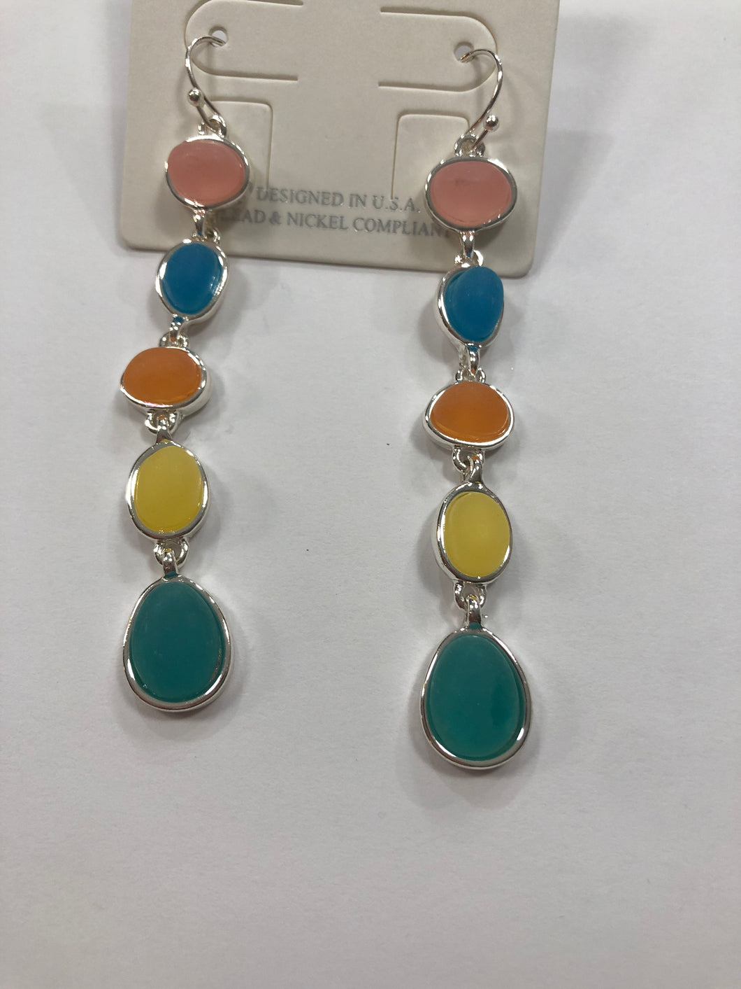 Rainbow silver tone earrings