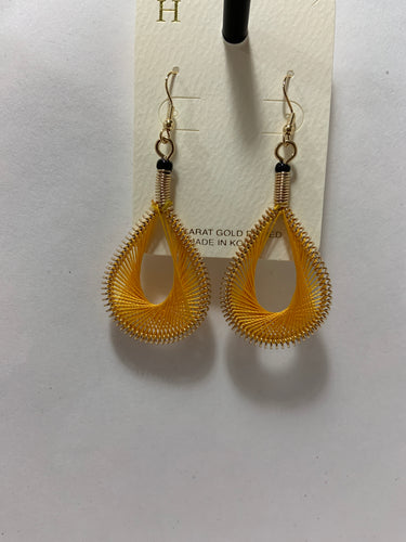 Yellow thread earrings