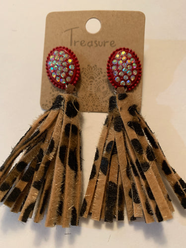 earrings animal tassel red