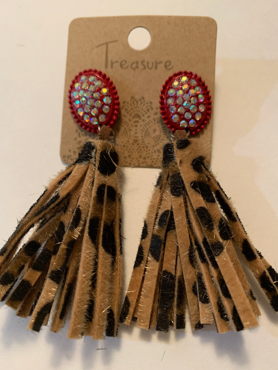 earrings animal tassel red