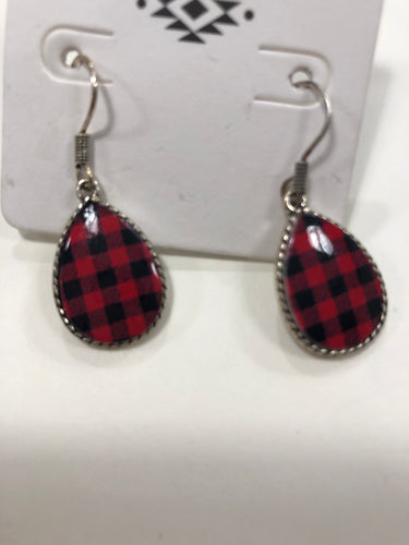 Mini red plaid earrings