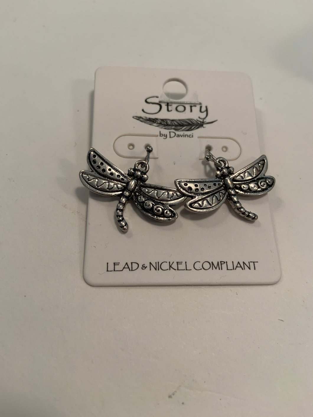 Dragonfly earrings hammered metal