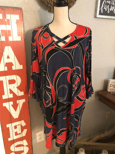 Top tunic print top emerald green