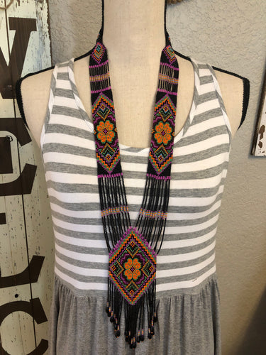 Beaded scarf necklace