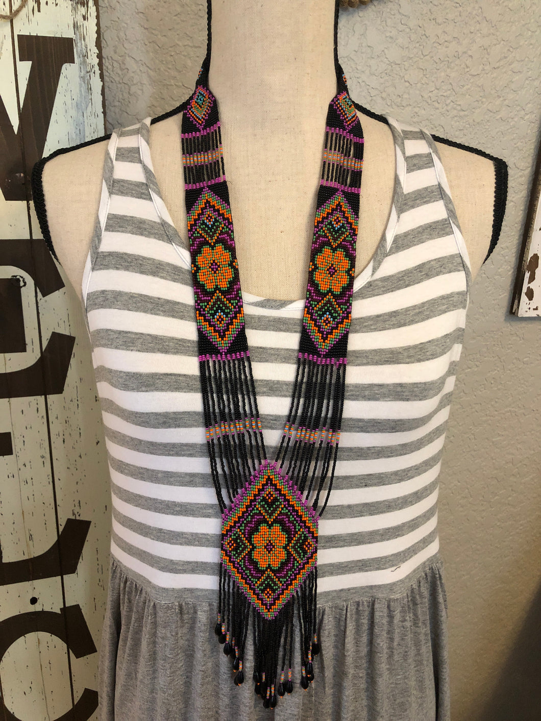 Beaded scarf necklace