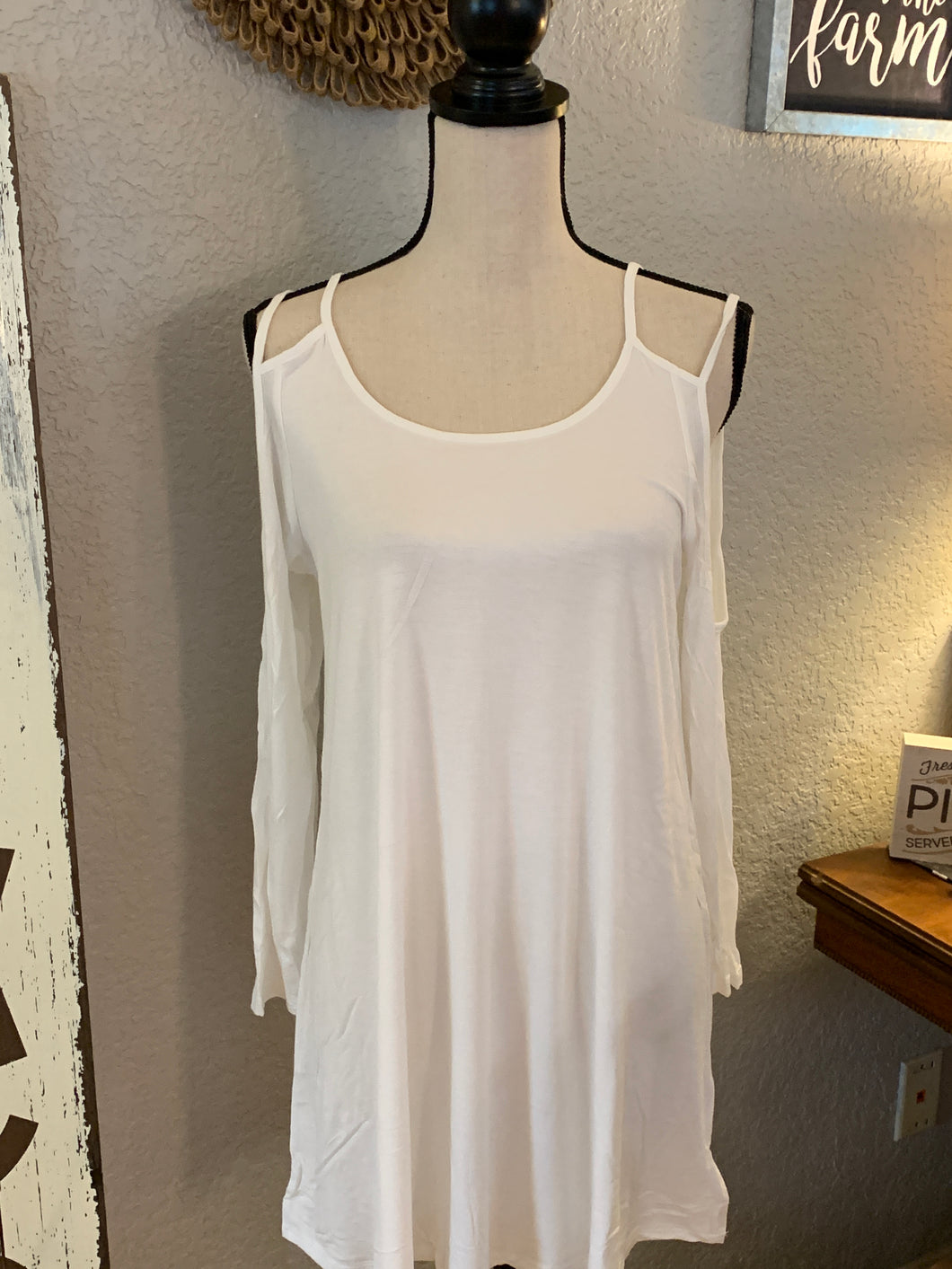 White cold shoulder top