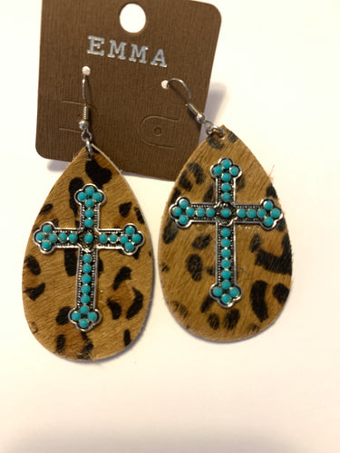 Cross cheetah earrings