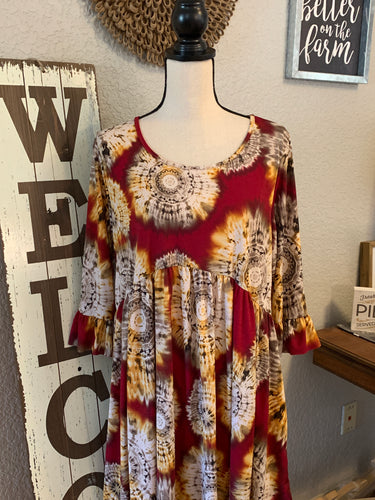Tie dye medallions dress